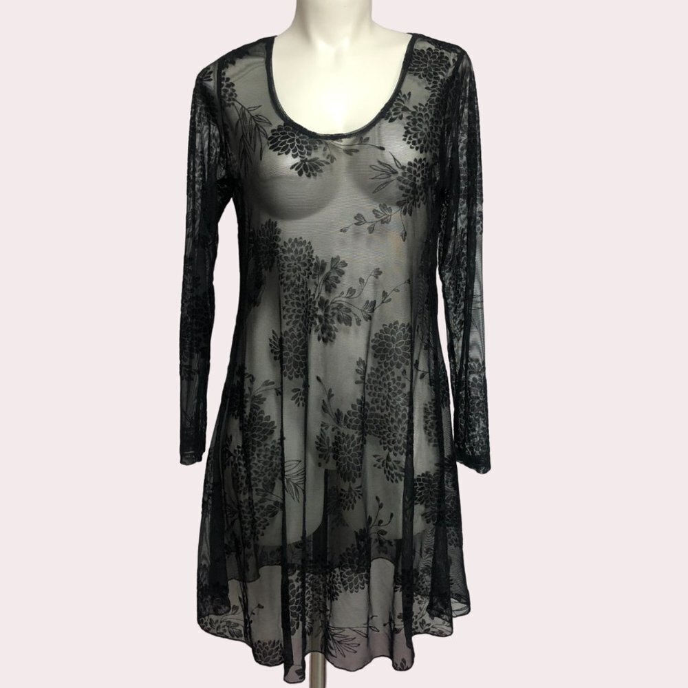 Black Lace Layering Long Sleeve Dress Size Med